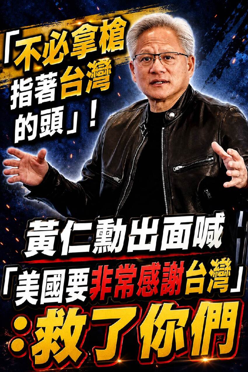 「不必拿槍指著台灣的頭」！黃仁勳出面喊「美國要非常感謝台灣」：救了你們