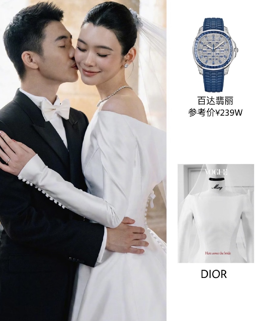 何猷君曬婚禮照片,現場布置浪漫唯美,奚夢瑤宣誓時感動落淚,王嘉爾擔任伴郎