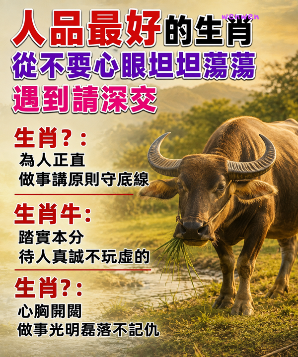 人品最好的三個生肖，從不耍心眼，坦坦蕩蕩，遇到請深交
