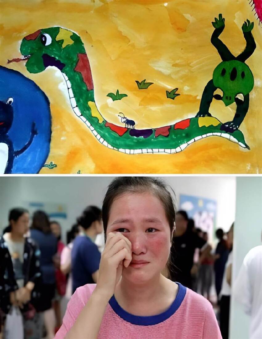 4歲女兒畫「蛇」獲頭獎,寶媽得意帶閨蜜「看孩子畫展」,閨蜜看完大呼:快報警