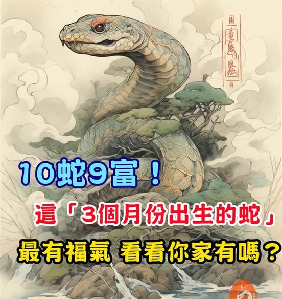 10蛇9富！這「3個月份出生的蛇」最有福氣，命裡「一生富貴」看看你家有嗎？