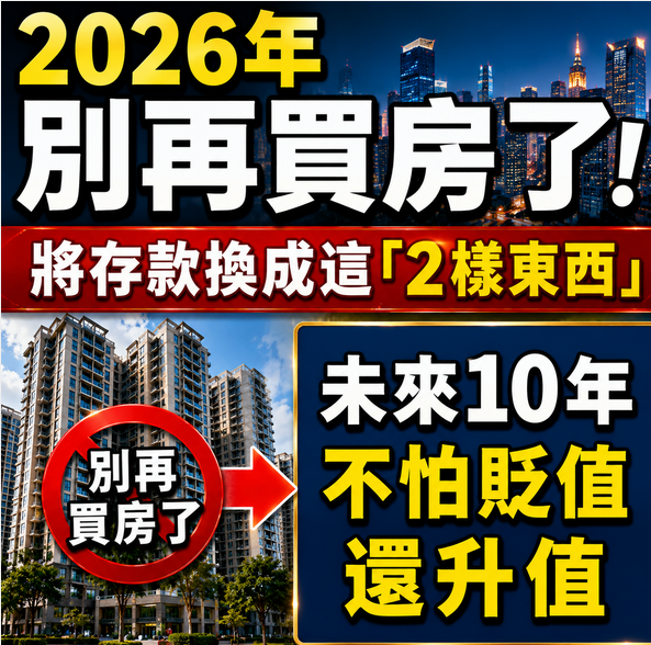 2026年別再買房了，將存款換成「2樣東西」，未來10年不貶值還升值，早知道早受益