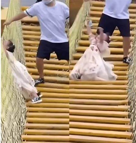 爸爸惡作劇搖吊橋！女兒嚇哭鬆手，最後結局誰也沒想到
