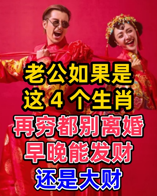 老公如果是這 4 個生肖，再窮都別離婚，早晚能發財，還是大財