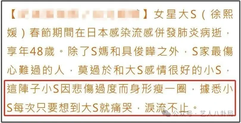 許雅鈞趁亂讓私生子上位，台媒稱小S終日以淚洗面，失去大S撐腰，淒悽慘慘