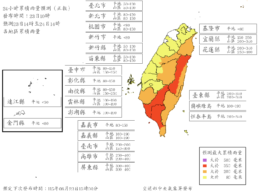 快訊／6縣市明雨量「達停班課標準」