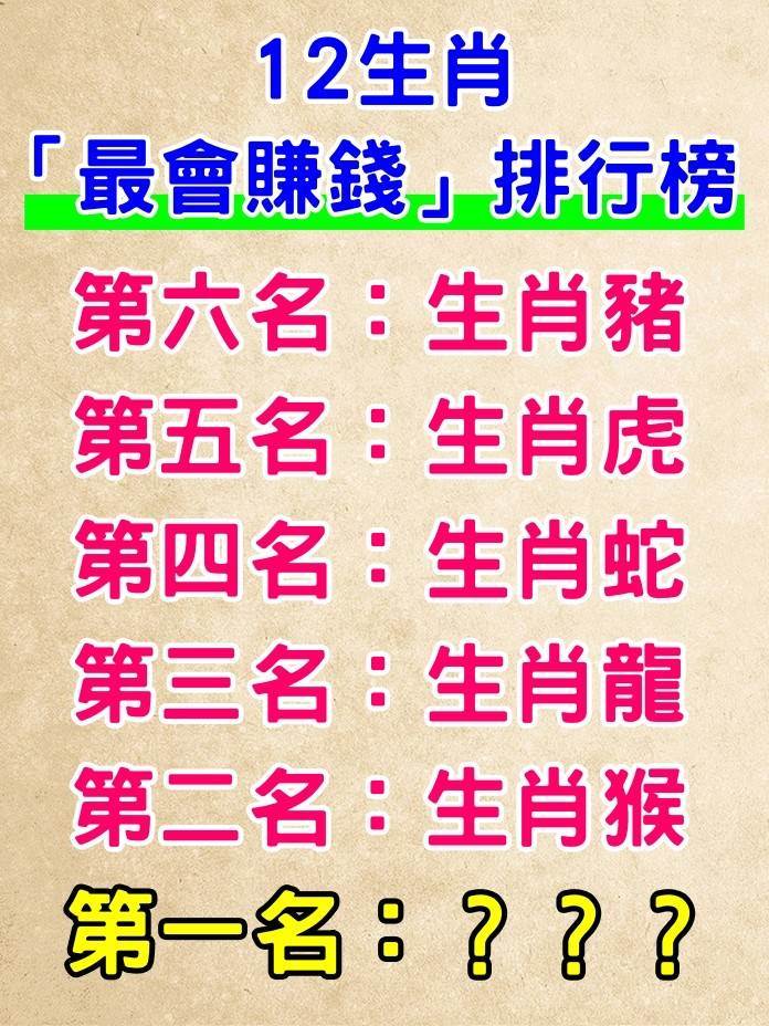 十二生肖中「最會賺錢」的生肖排行：第一名實至名歸！