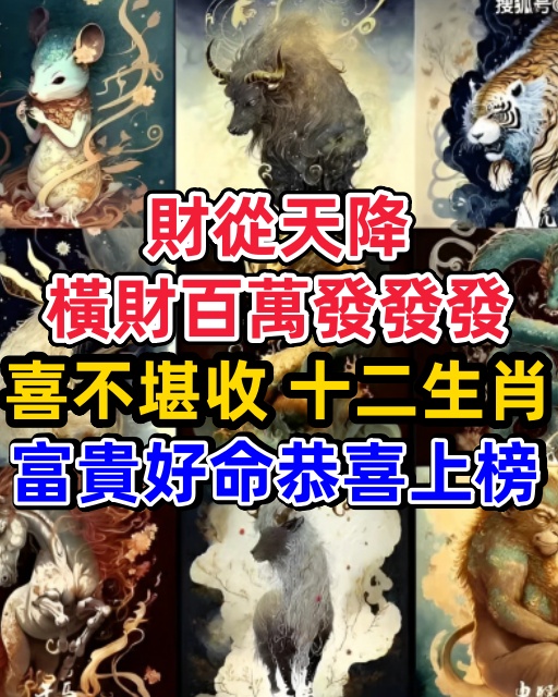 財從天降，橫財百萬發發發，喜不堪收，十二生肖，富貴好命恭喜上榜