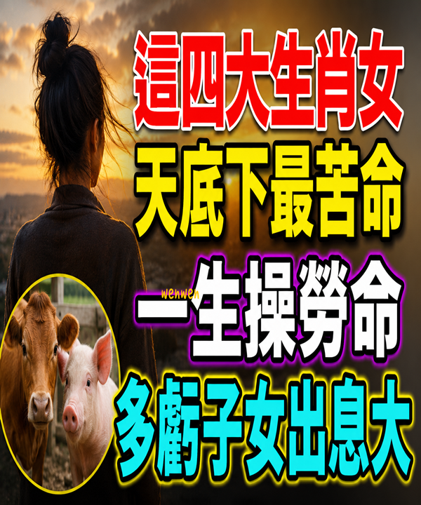 天底下最苦命的四大生肖女，一生操勞命，多虧子女出息大